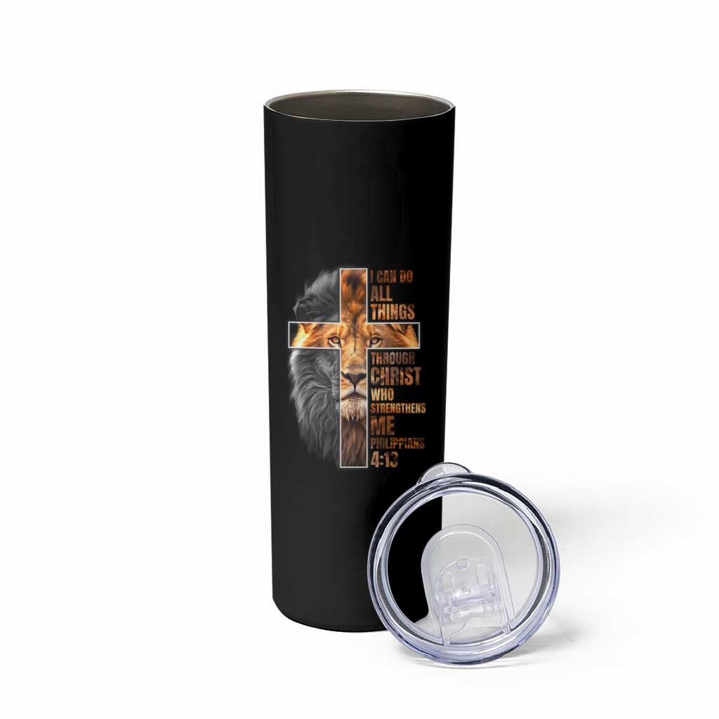 Christian Faith Skinny Tumbler Lion I Can Do All Things Through Christ Who Strengthers Me