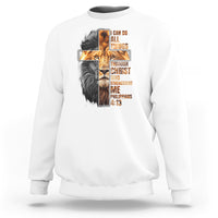 Christian Faith Sweatshirt Lion I Can Do All Things Through Christ Who Strengthers Me - Wonder Print Shop