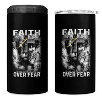 Christian 4 in 1 Can Cooler Tumbler Faith Over Fear Jesus Lion