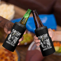 Christian 4 in 1 Can Cooler Tumbler Faith Over Fear Jesus Lion