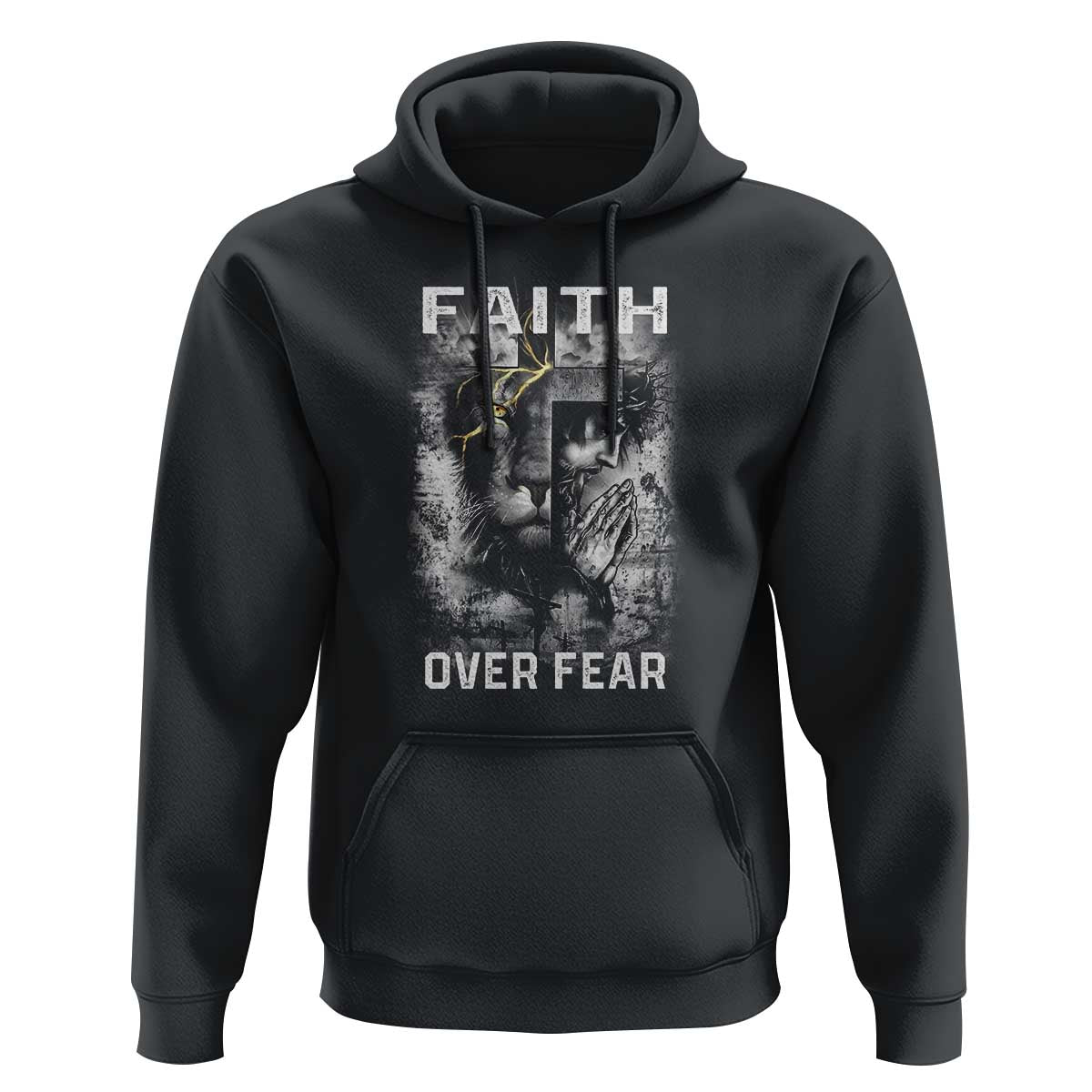 Christian Hoodie Faith Over Fear Jesus Lion