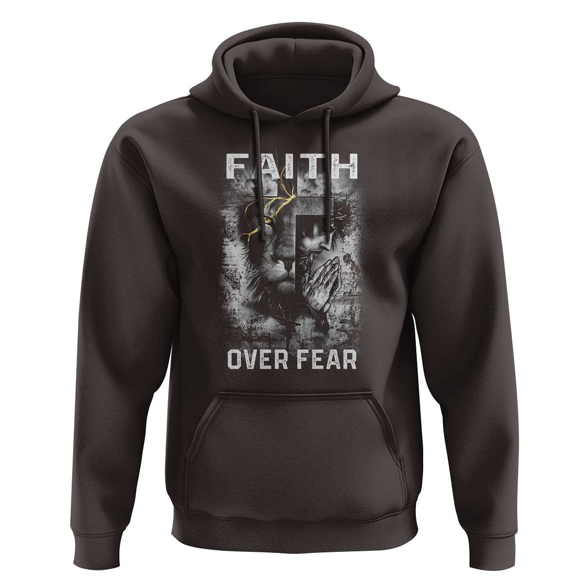 Christian Hoodie Faith Over Fear Jesus Lion