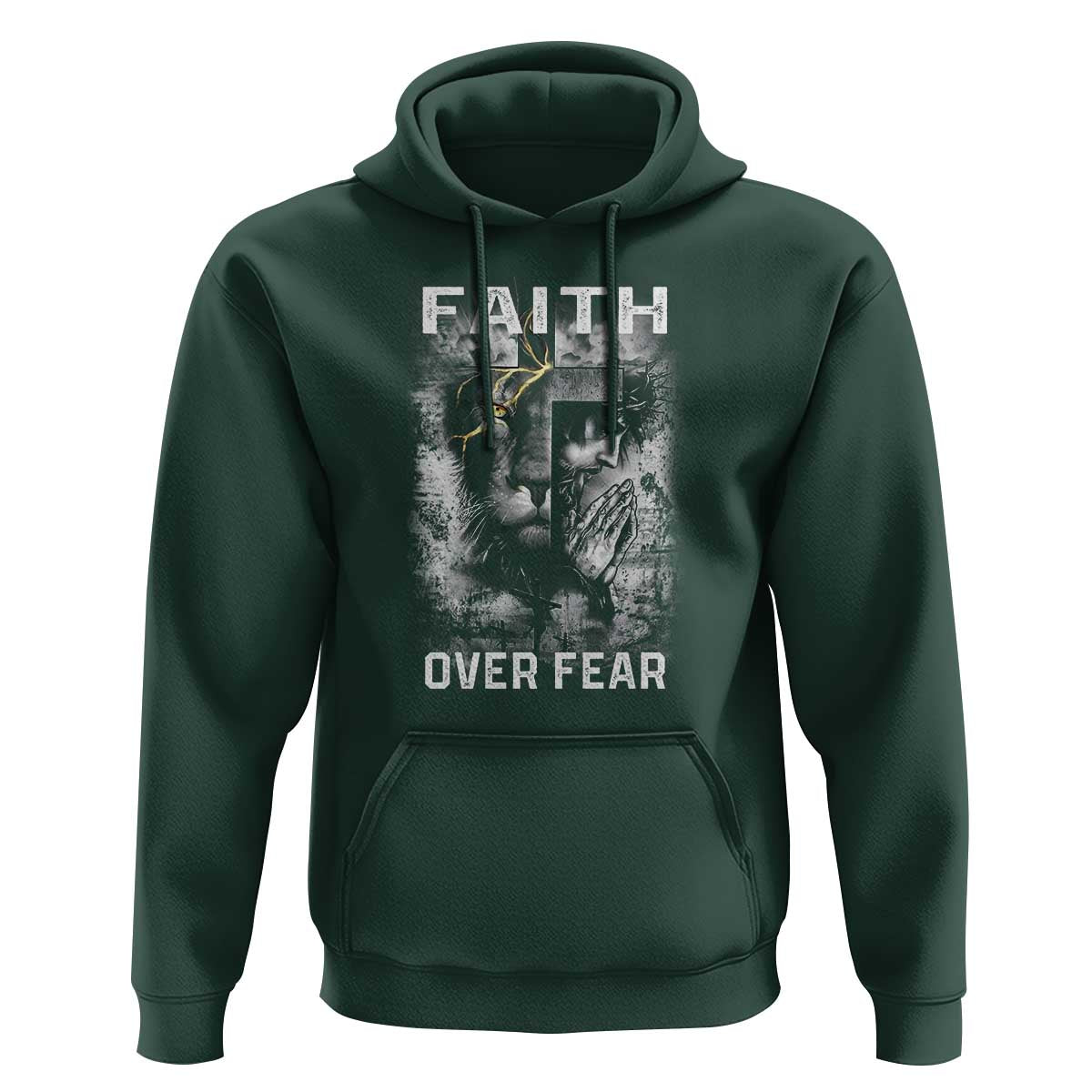 Christian Hoodie Faith Over Fear Jesus Lion