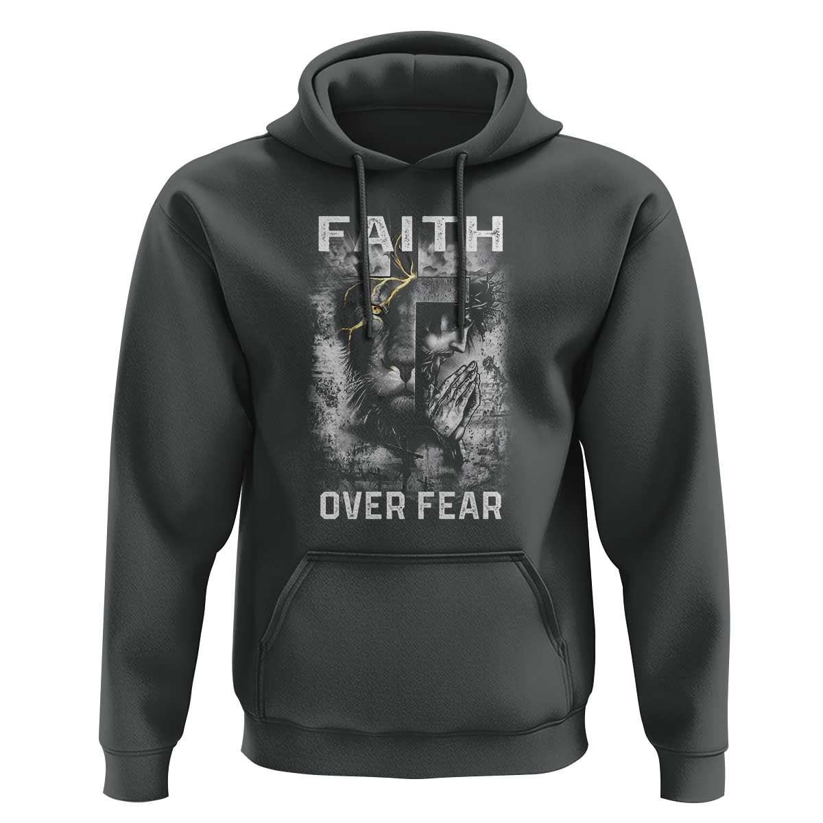 Christian Hoodie Faith Over Fear Jesus Lion