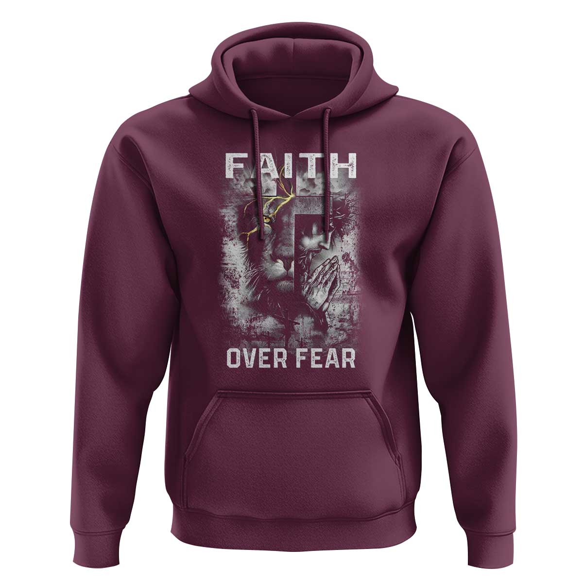 Christian Hoodie Faith Over Fear Jesus Lion