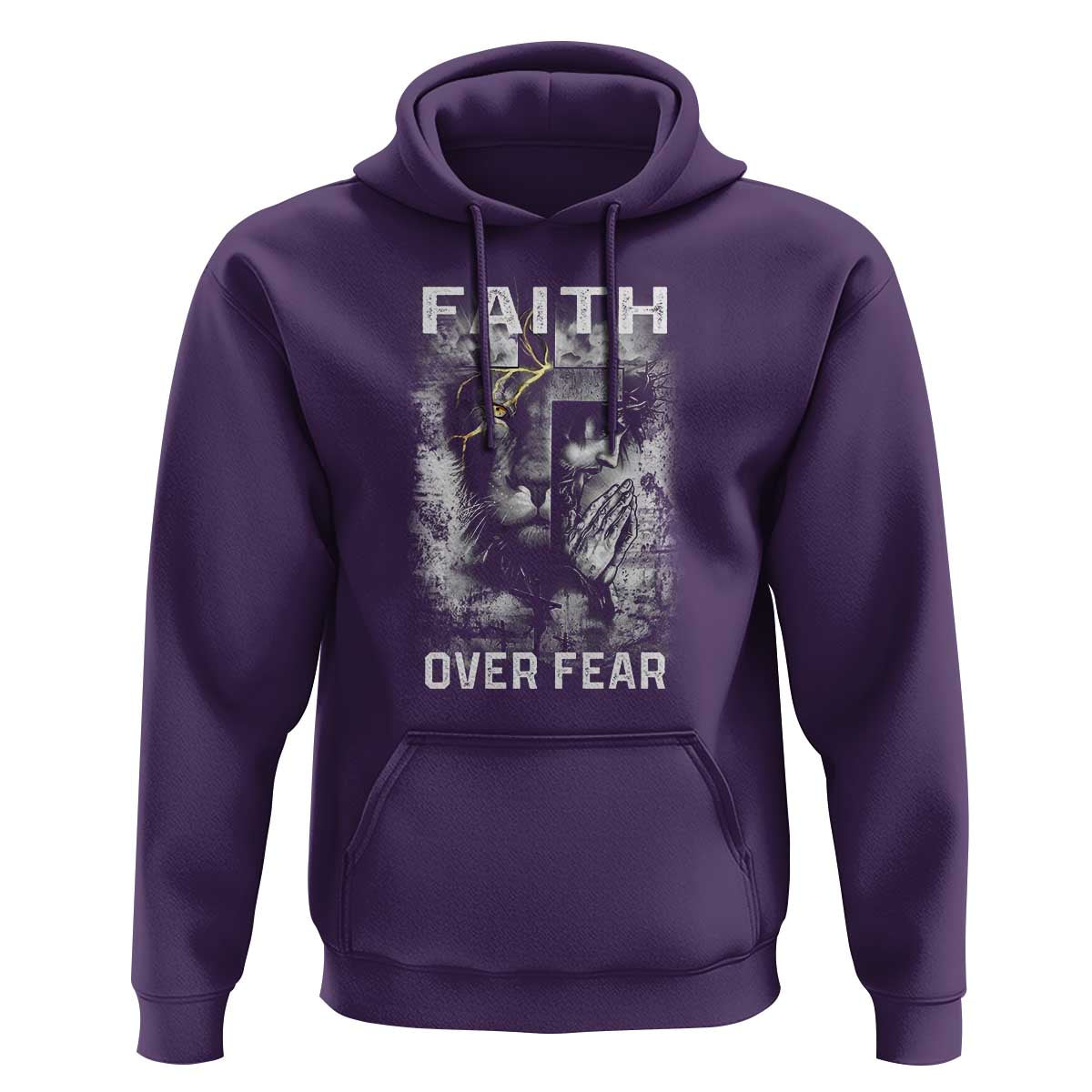 Christian Hoodie Faith Over Fear Jesus Lion