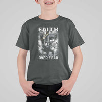 Christian T Shirt For Kid Faith Over Fear Jesus Lion - Wonder Print Shop
