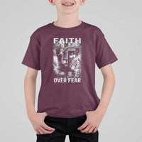 Christian T Shirt For Kid Faith Over Fear Jesus Lion - Wonder Print Shop