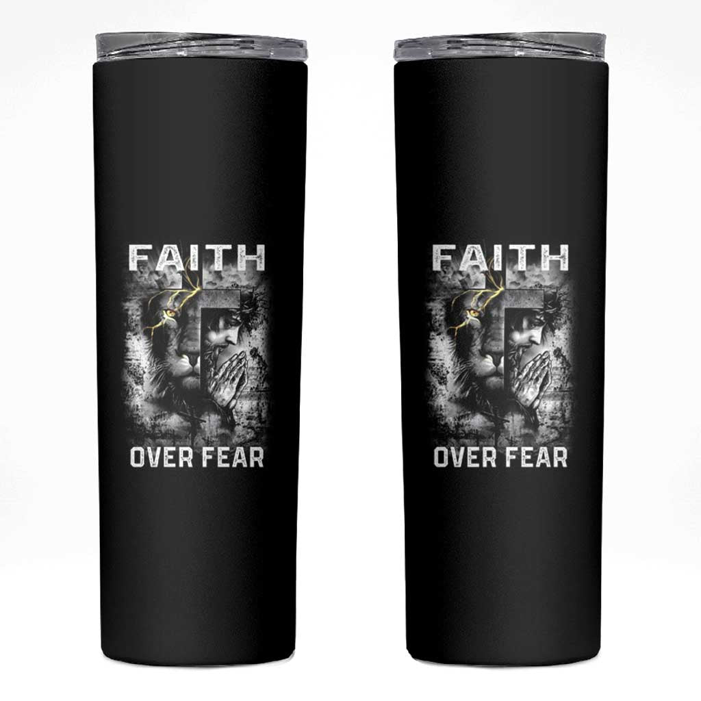 Christian Skinny Tumbler Faith Over Fear Jesus Lion