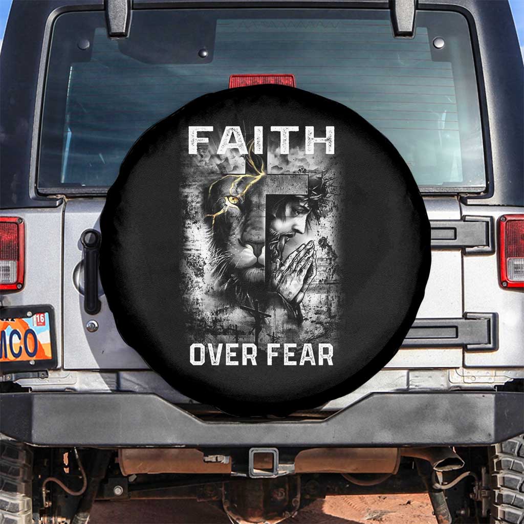 Christian Spare Tire Cover Faith Over Fear Jesus Lion