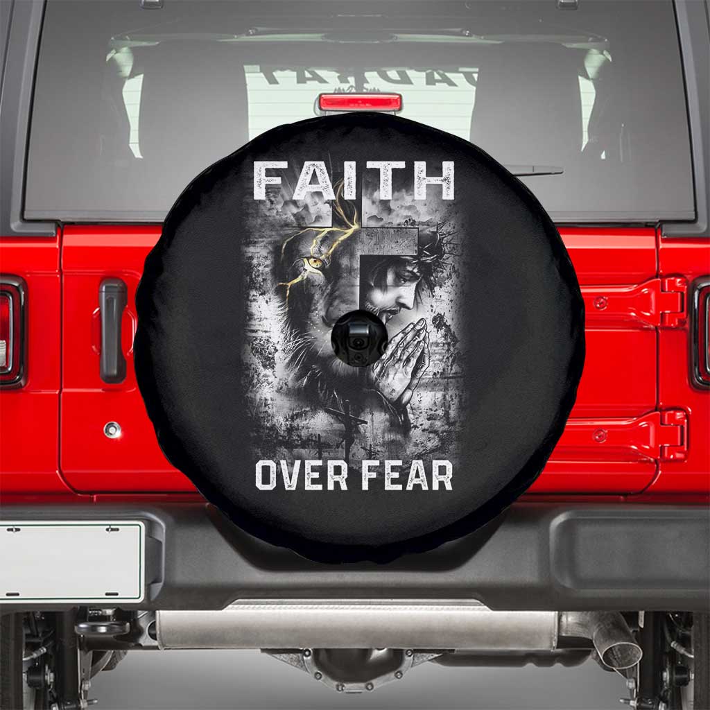 Christian Spare Tire Cover Faith Over Fear Jesus Lion