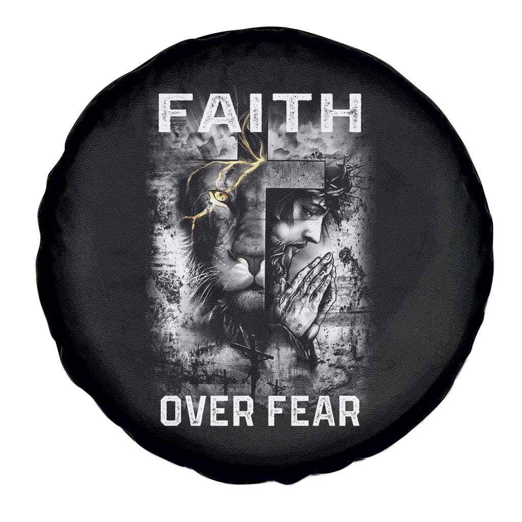 Christian Spare Tire Cover Faith Over Fear Jesus Lion