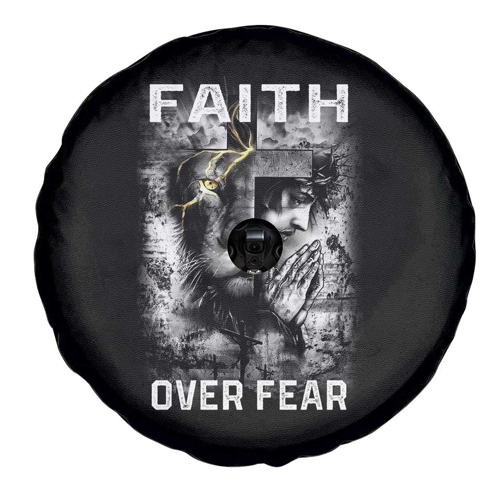 Christian Spare Tire Cover Faith Over Fear Jesus Lion