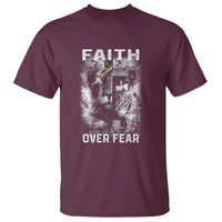 Christian T Shirt Faith Over Fear Jesus Lion - Wonder Print Shop