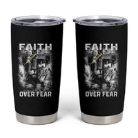 Christian Tumbler Cup Faith Over Fear Jesus Lion