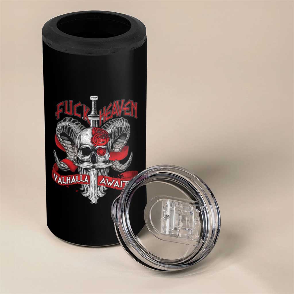 Viking 4 in 1 Can Cooler Tumbler FxxK Heaven Valhalla Awaits Norse Mythology