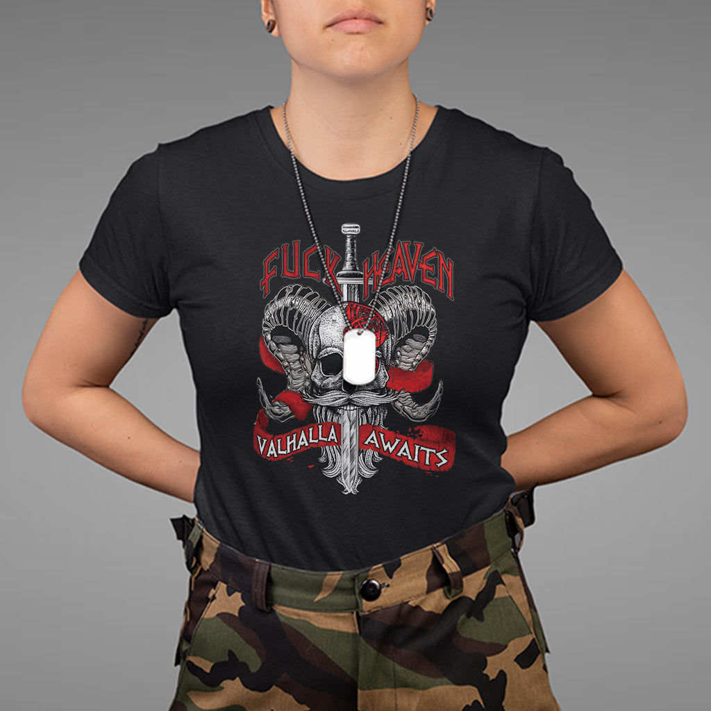 Viking T Shirt FxxK Heaven Valhalla Awaits Norse Mythology - Wonder Print Shop