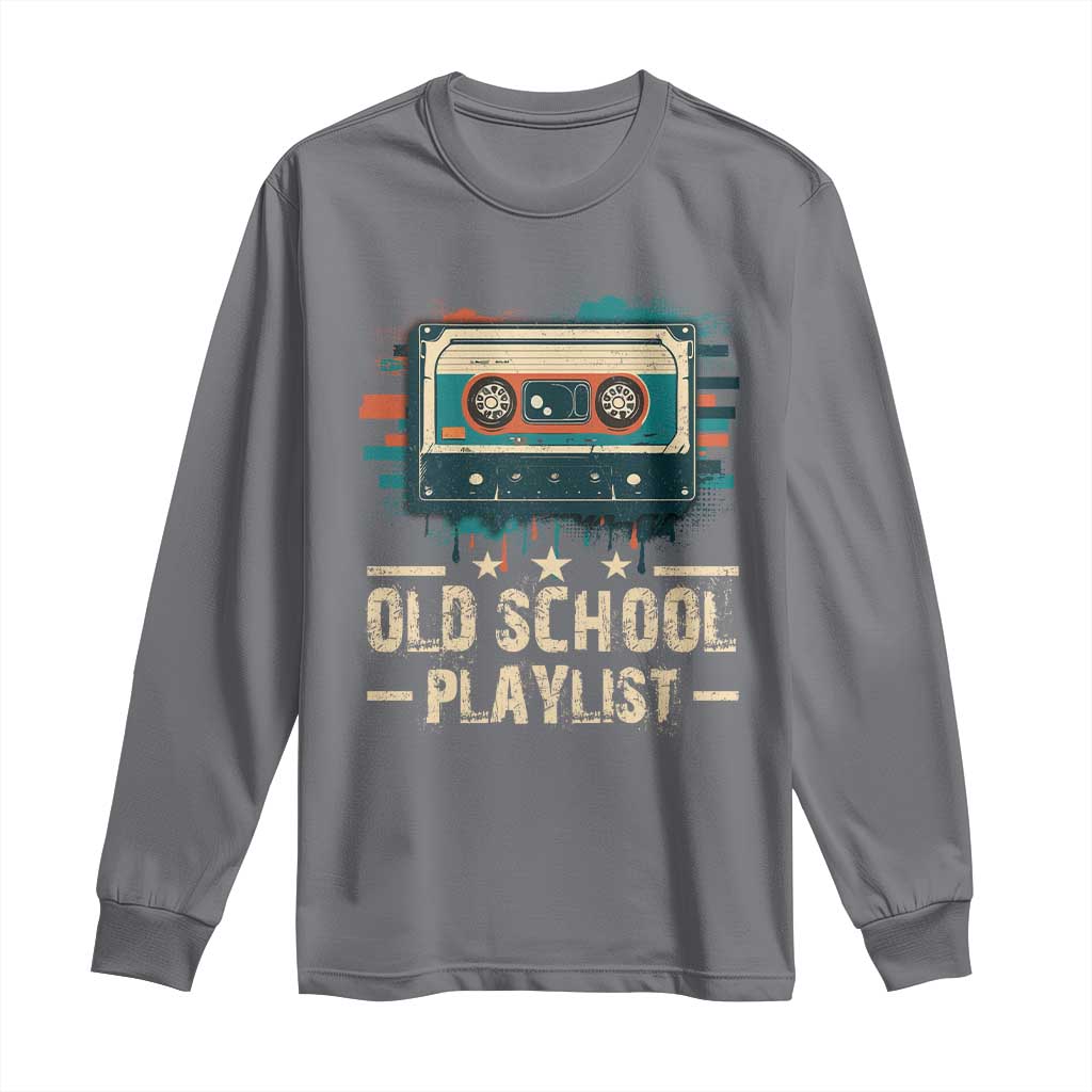 Old School Playlist Long Sleeve Shirt Retro Cassette Hip Hop Lover