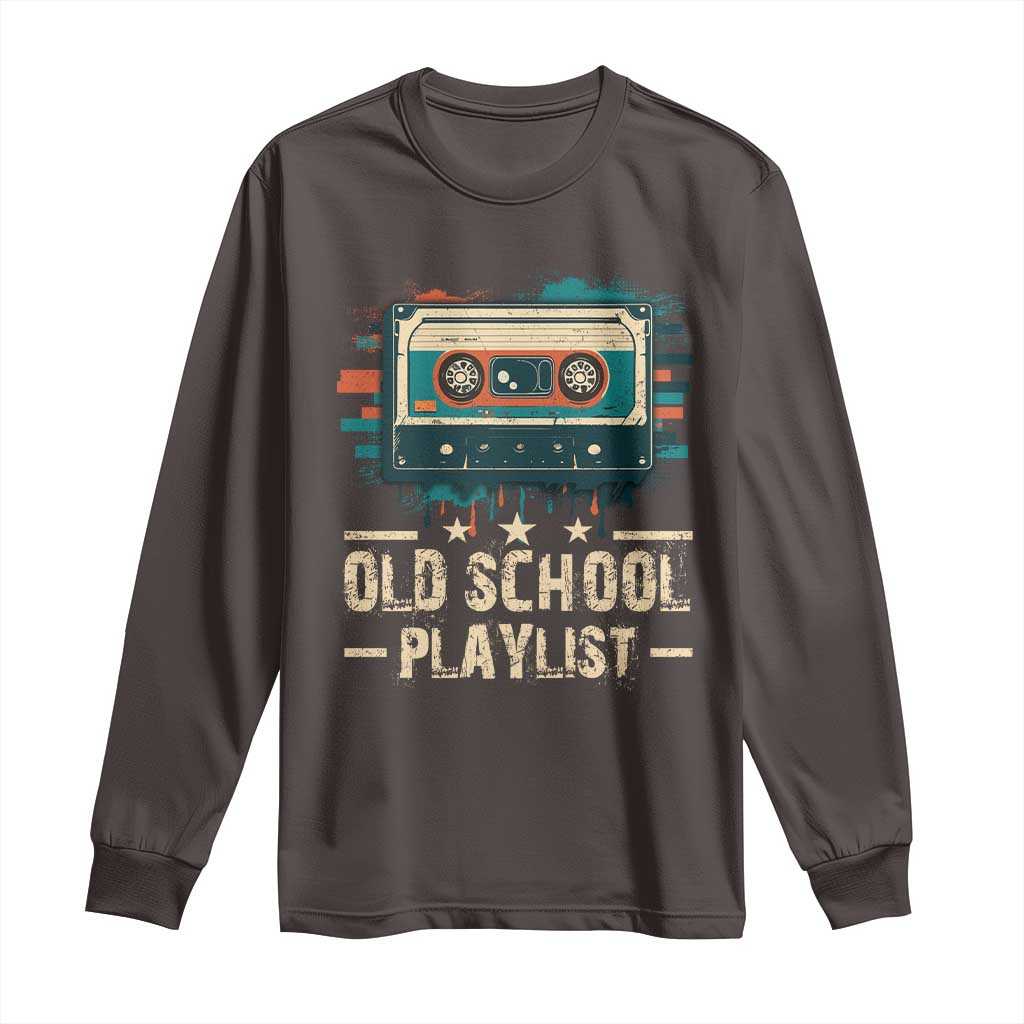 Old School Playlist Long Sleeve Shirt Retro Cassette Hip Hop Lover