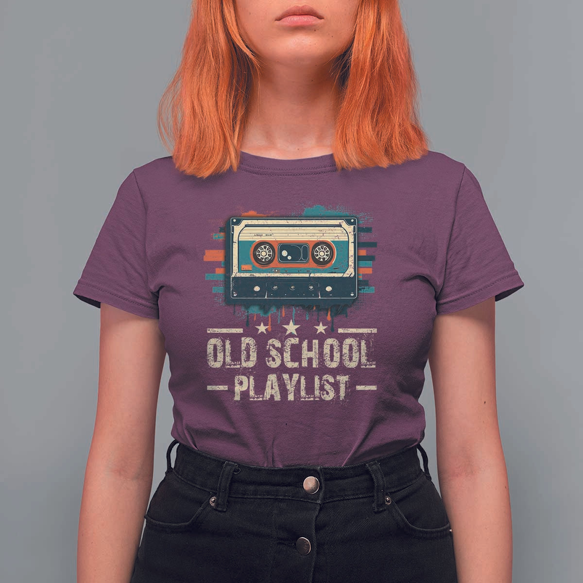 Old School Playlist T Shirt For Women Retro Cassette Hip Hop Lover - Wonder Print Shop