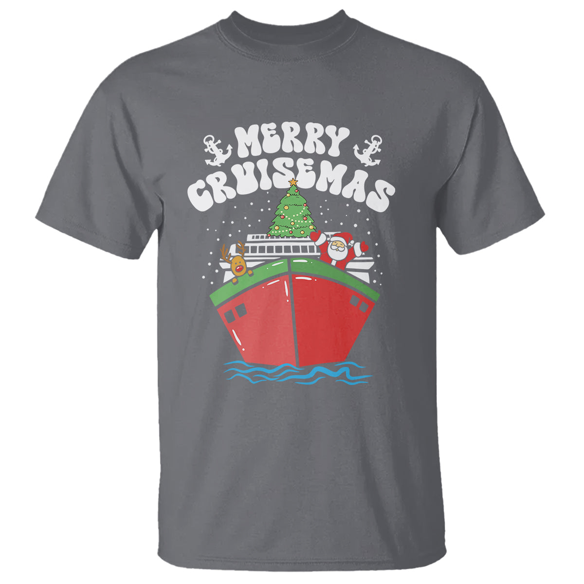 Merry Cruisemas Family Christmas Holiday Santa Reindeer Cruise Ship T Shirt - Wonder Print Shop