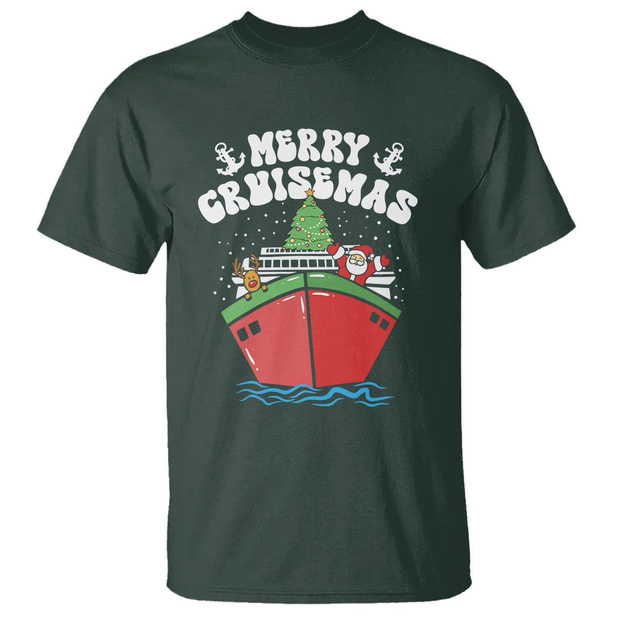 Merry Cruisemas Family Christmas Holiday Santa Reindeer Cruise Ship T Shirt - Wonder Print Shop