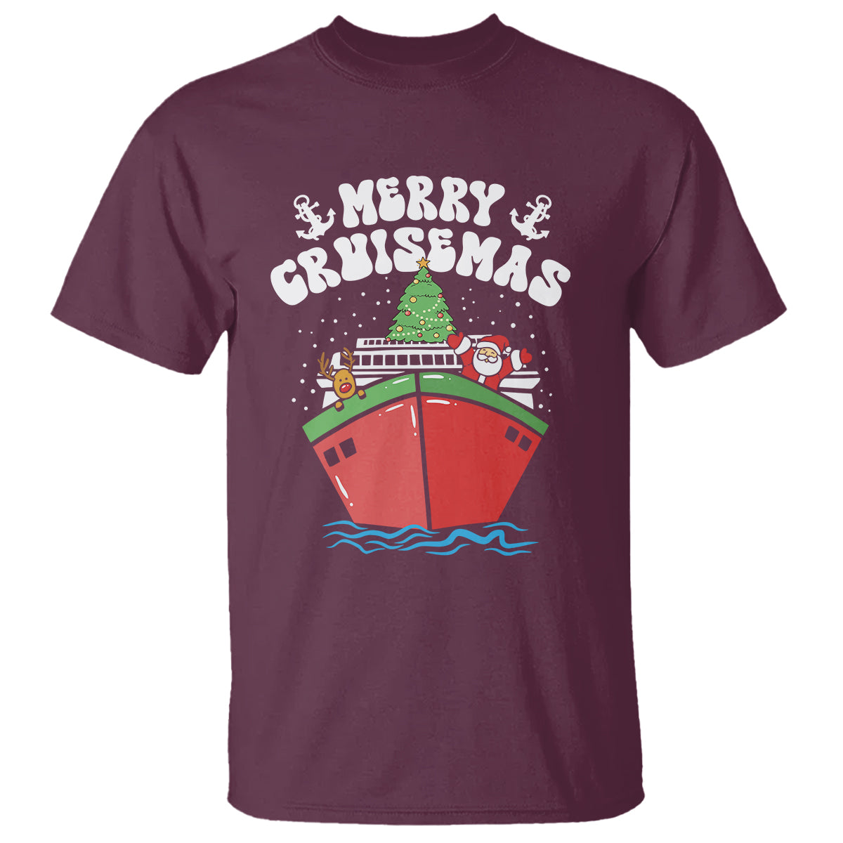 Merry Cruisemas Family Christmas Holiday Santa Reindeer Cruise Ship T Shirt - Wonder Print Shop
