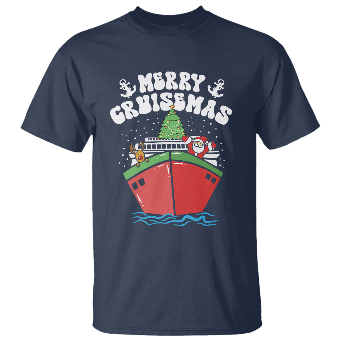 Merry Cruisemas Family Christmas Holiday Santa Reindeer Cruise Ship T Shirt - Wonder Print Shop