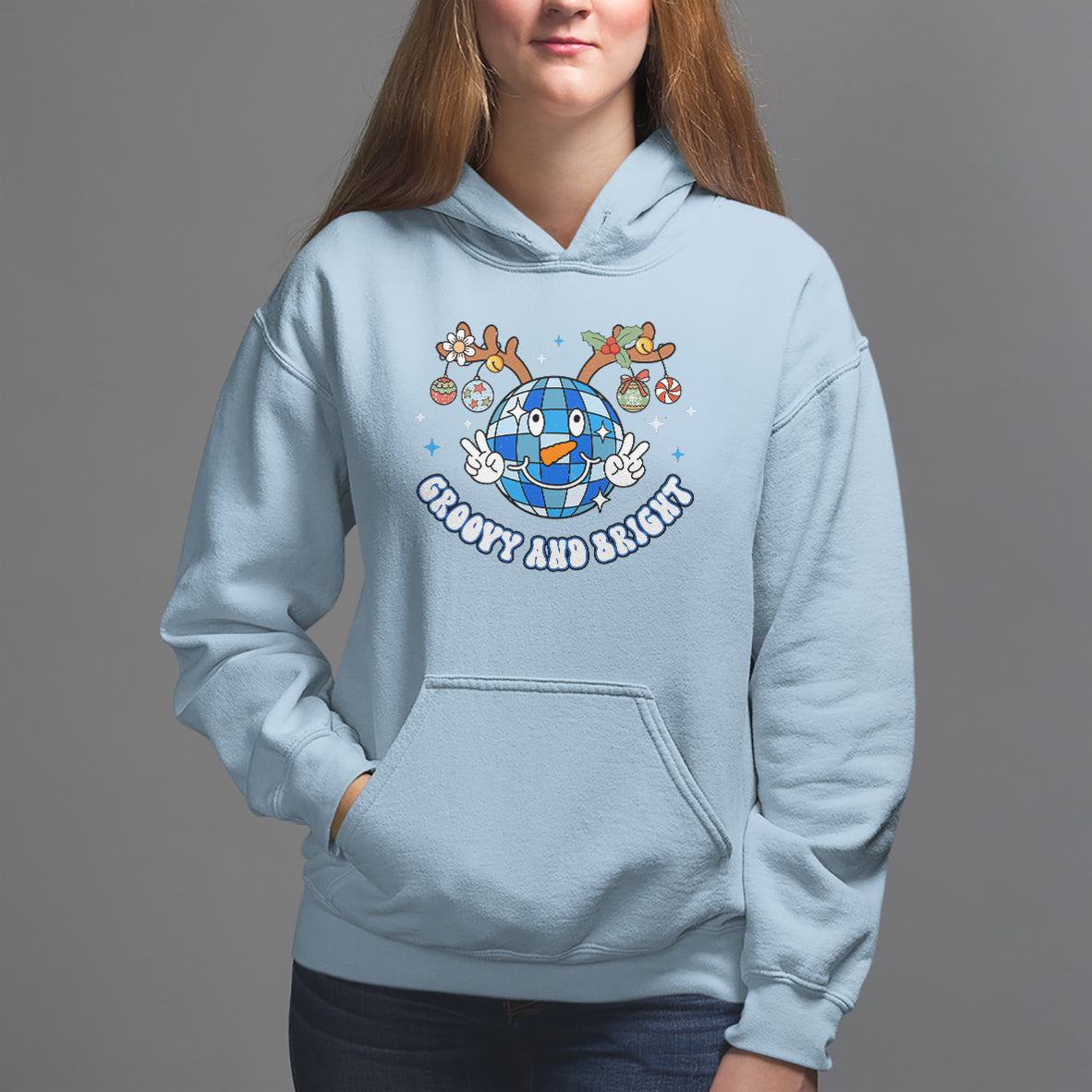 Groovy And Bright Merry Christmas Disco Ball Reindeer Hoodie - Wonder Print Shop