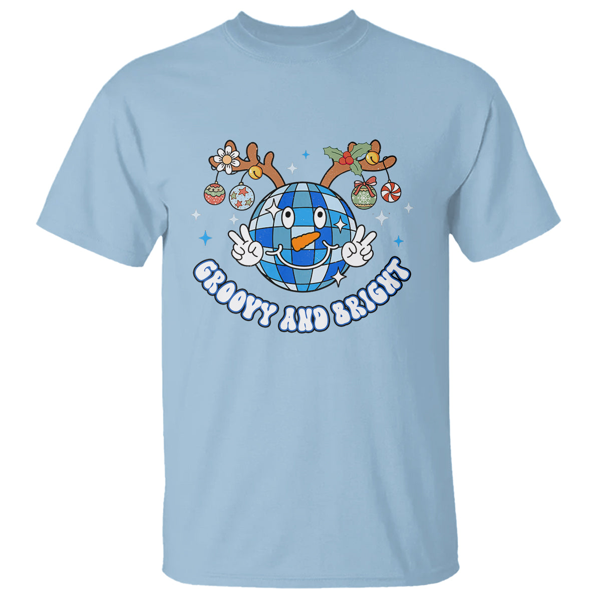 Groovy And Bright Merry Christmas Disco Ball Reindeer T Shirt - Wonder Print Shop