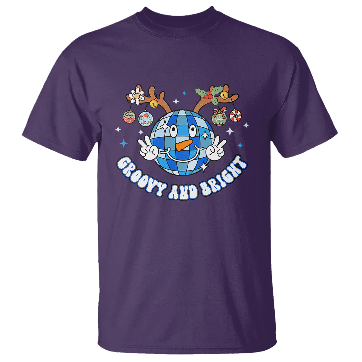 Groovy And Bright Merry Christmas Disco Ball Reindeer T Shirt - Wonder Print Shop
