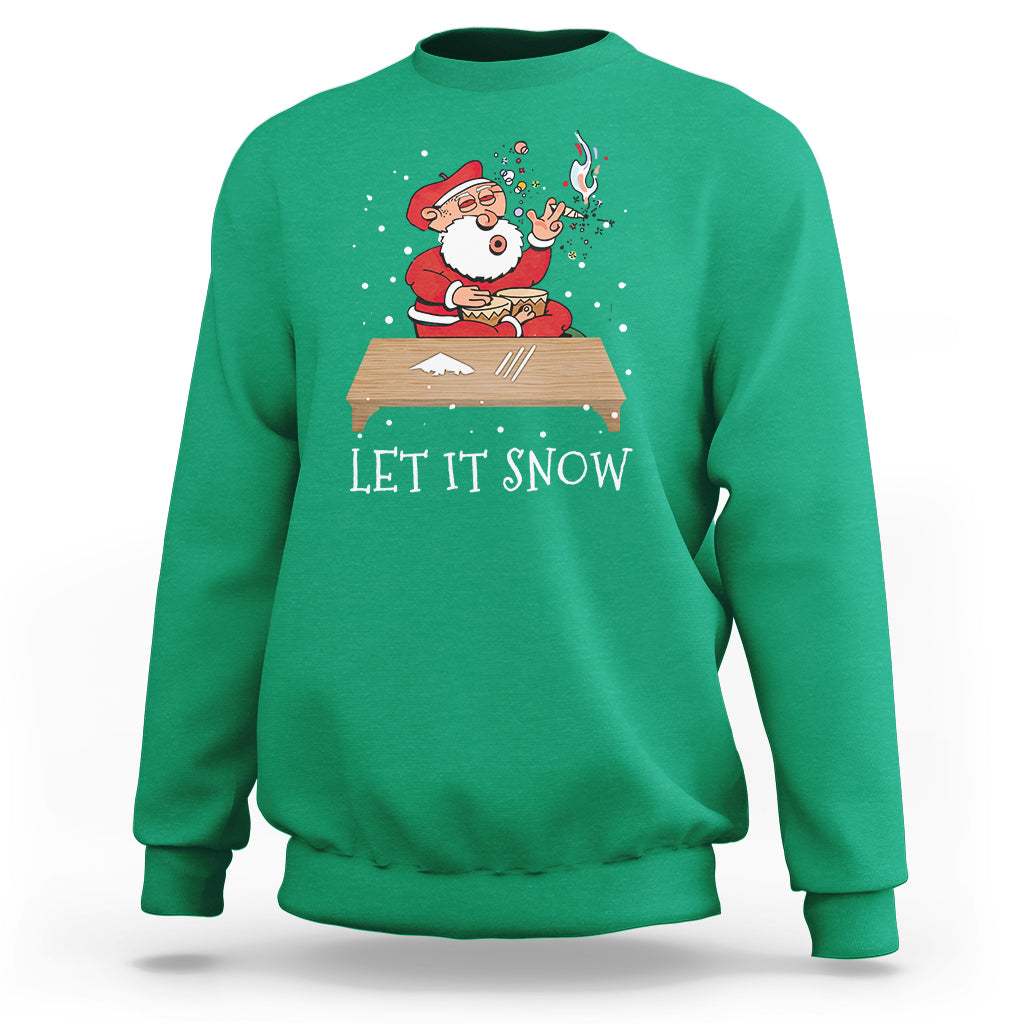 Christmas Sweatshirt Cocaine Let It Snow Ugly Santa Snorting - Wonder Print Shop