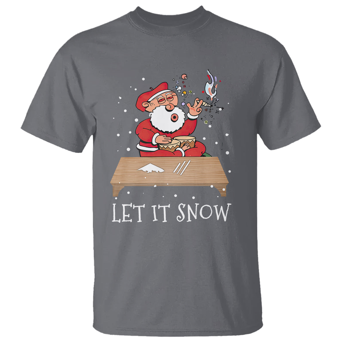 Christmas T Shirt Cocaine Let It Snow Ugly Santa Snorting - Wonder Print Shop