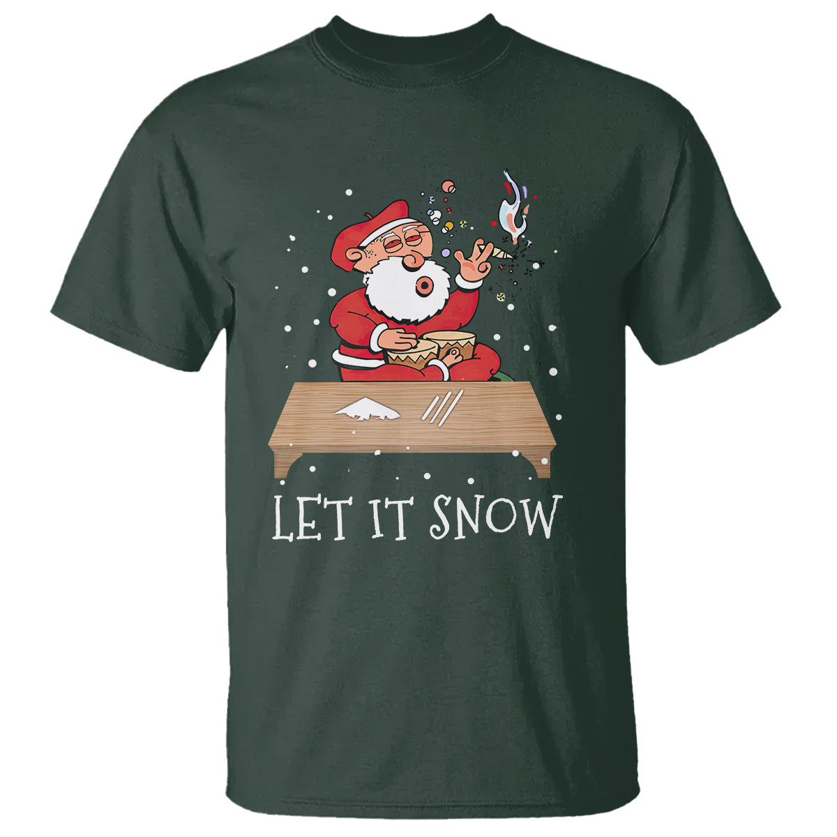 Christmas T Shirt Cocaine Let It Snow Ugly Santa Snorting - Wonder Print Shop