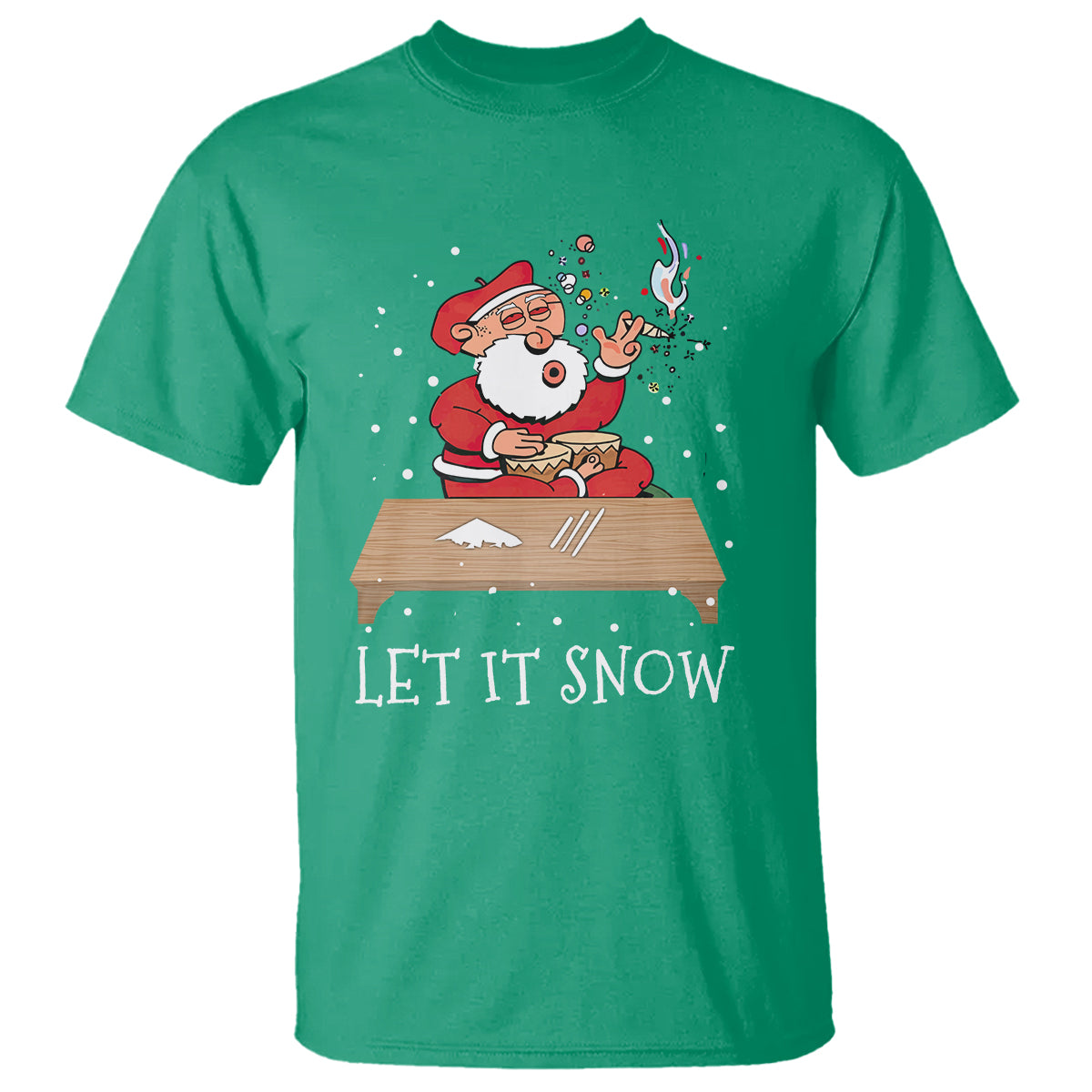 Christmas T Shirt Cocaine Let It Snow Ugly Santa Snorting - Wonder Print Shop