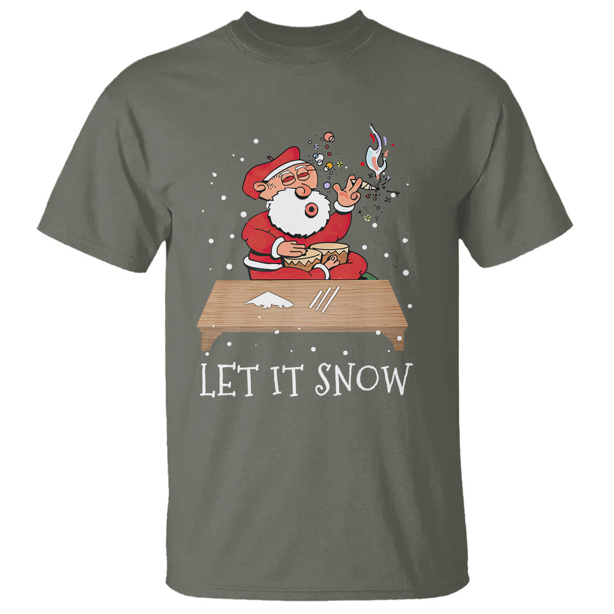 Christmas T Shirt Cocaine Let It Snow Ugly Santa Snorting - Wonder Print Shop