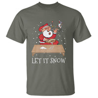 Christmas T Shirt Cocaine Let It Snow Ugly Santa Snorting - Wonder Print Shop