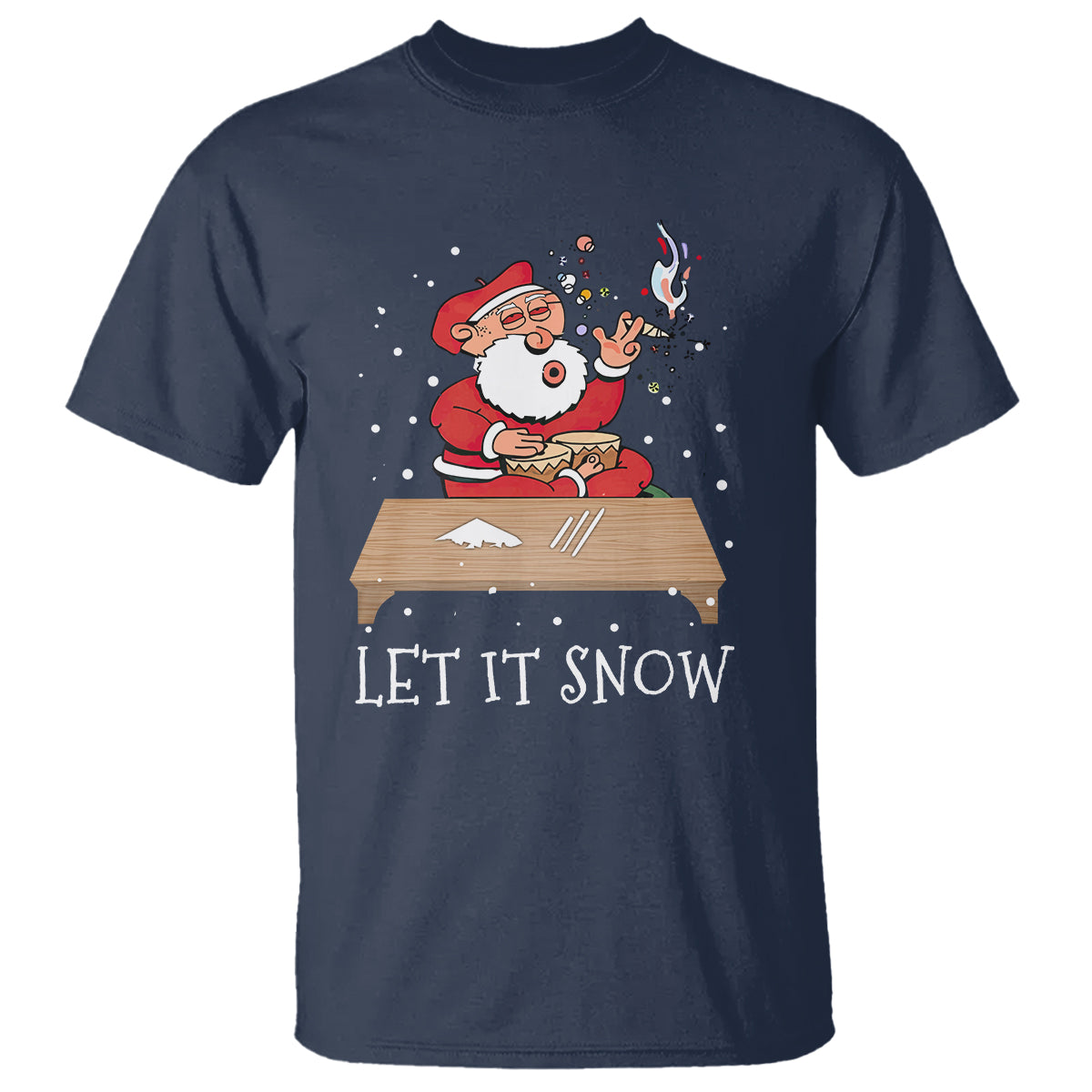 Christmas T Shirt Cocaine Let It Snow Ugly Santa Snorting - Wonder Print Shop
