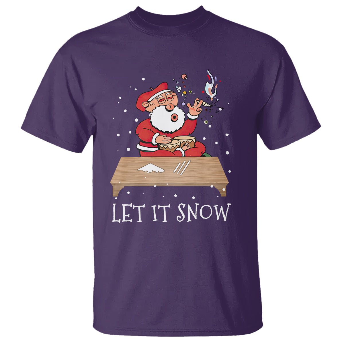 Christmas T Shirt Cocaine Let It Snow Ugly Santa Snorting - Wonder Print Shop
