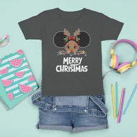 Christmas Mrs. Claus Peeking Santa African American T Shirt For Kid - Wonder Print Shop