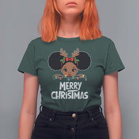 Christmas Mrs. Claus Peeking Santa African American T Shirt For Women - Wonder Print Shop