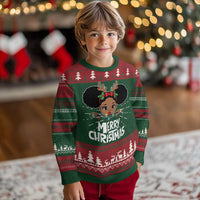 Merry Christmas African American Cute Little Miss Santa Ugly Christmas Sweater - Wonder Print Shop