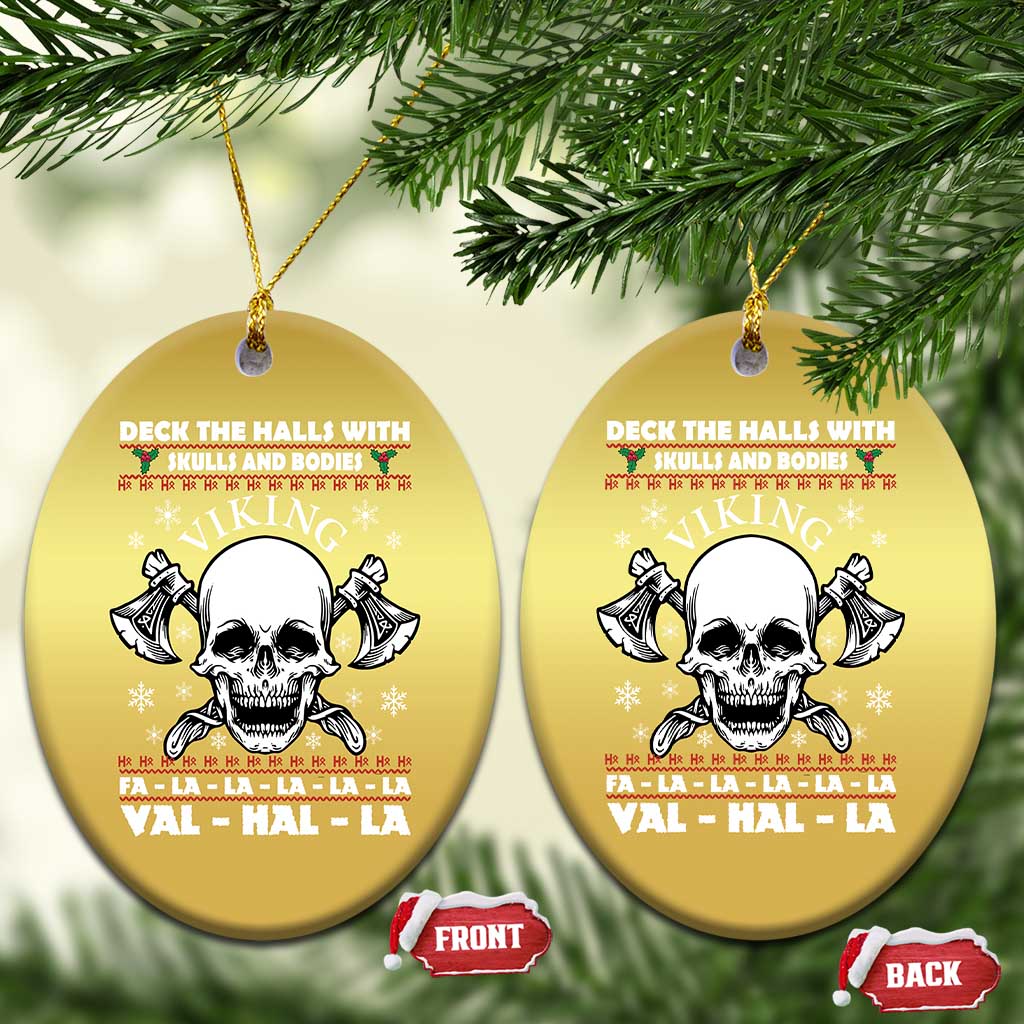 Xmas Viking Valhalla Christmas Ornament Deck The Halls With Skulls And Bodies - Wonder Print Shop
