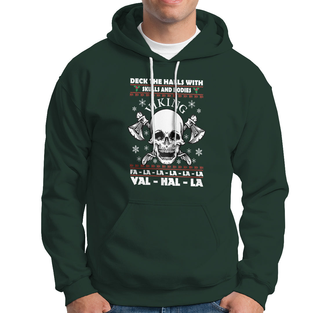 Christmas Hoodie Viking Valhalla Deck The Halls With Skulls And Bodies - Wonder Print Shop