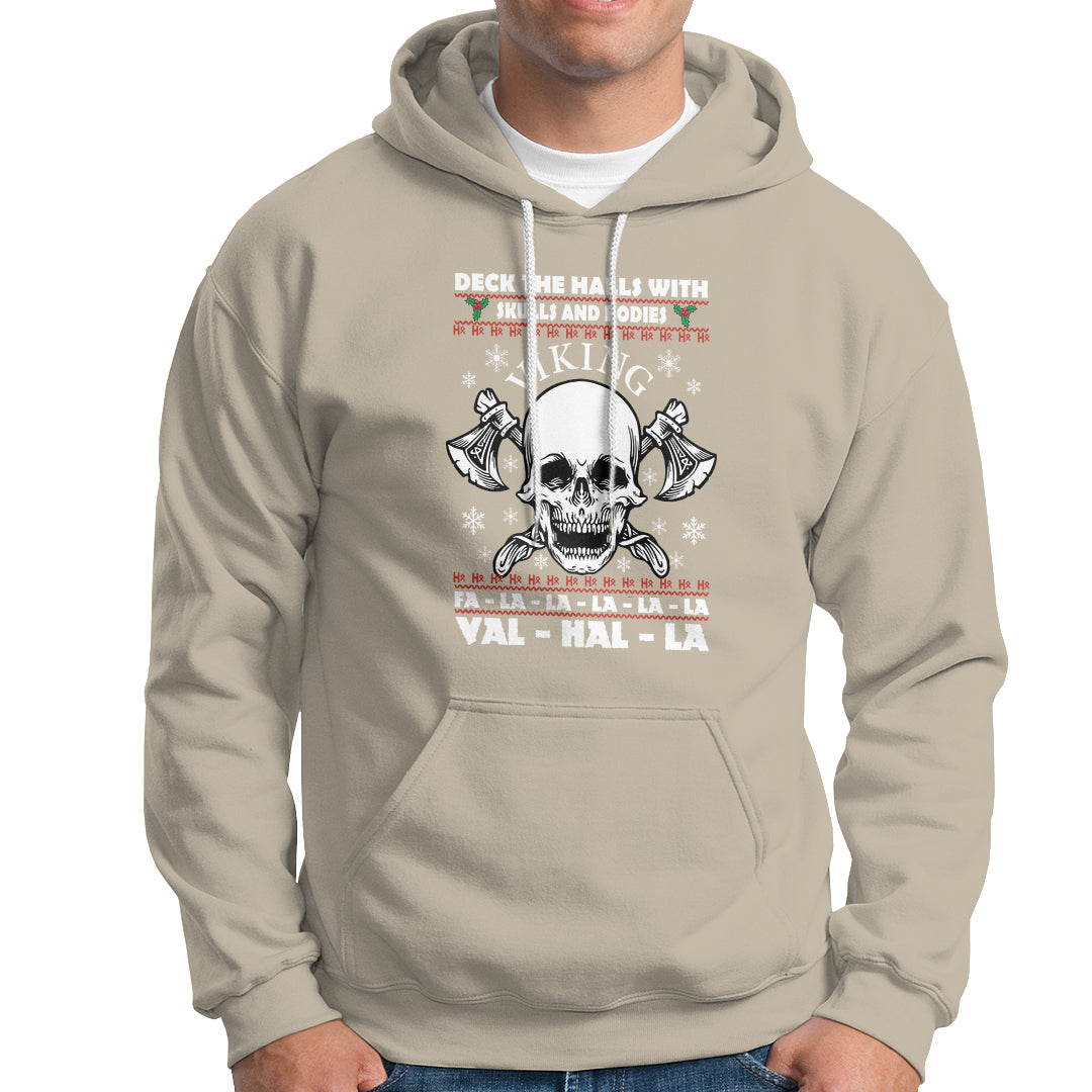 Christmas Hoodie Viking Valhalla Deck The Halls With Skulls And Bodies - Wonder Print Shop