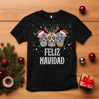 Christmas T Shirt Feliz Navidad Mexican Sugar Skulls Reindeer Santa - Wonder Print Shop