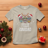 Christmas T Shirt Feliz Navidad Mexican Sugar Skulls Reindeer Santa - Wonder Print Shop