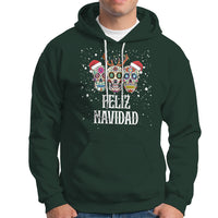 Christmas Hoodie Feliz Navidad Mexican Sugar Skulls Reindeer Santa - Wonder Print Shop