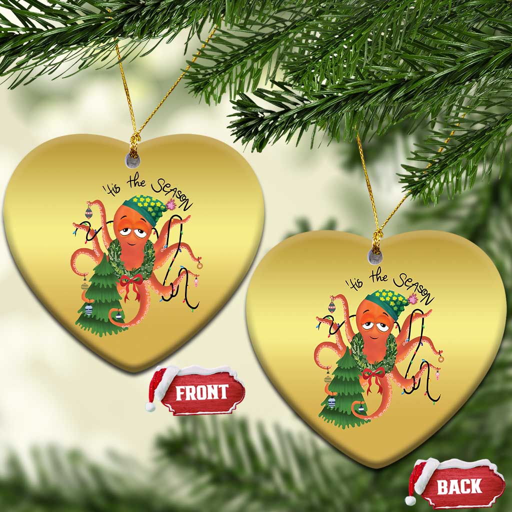 Funny Christmas Tree Octopus Tis The Season Christmas Ornament - Wonder Print Shop