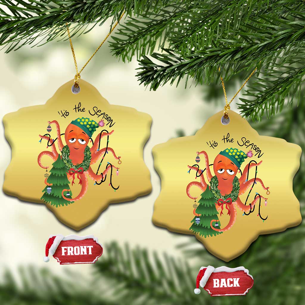 Funny Christmas Tree Octopus Tis The Season Christmas Ornament - Wonder Print Shop